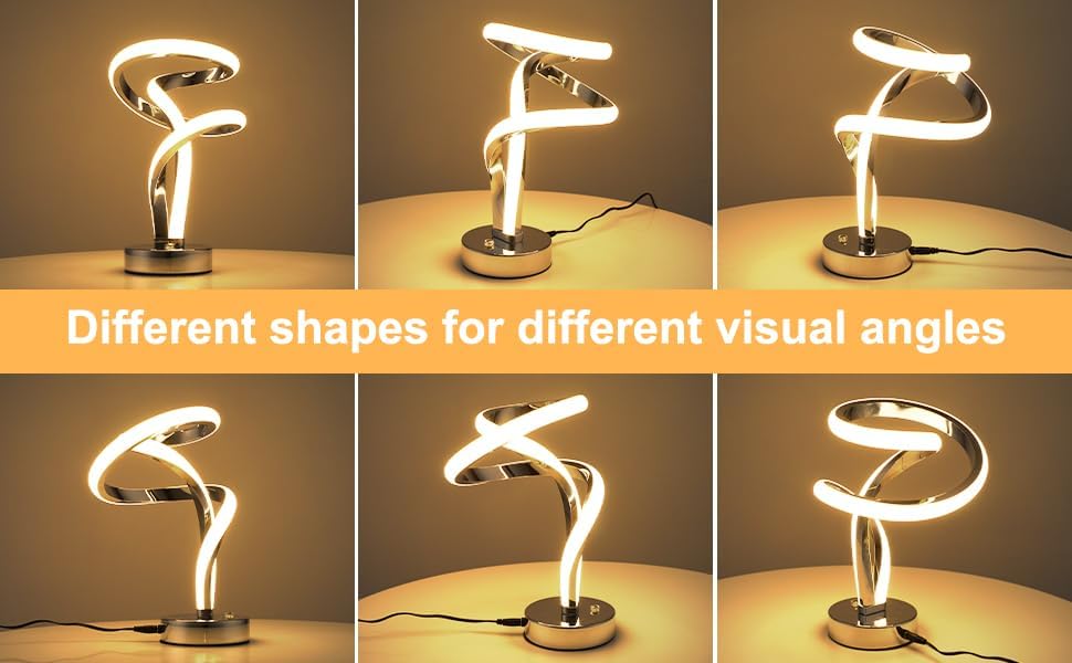 Lightess Modern Spiral RGB Table Lamp, Touch Dimmable LED Nightstand Lamp, 10 Light Modes Bedroom lamp, LED Bedside Lamps for Home Decor Living Room Office