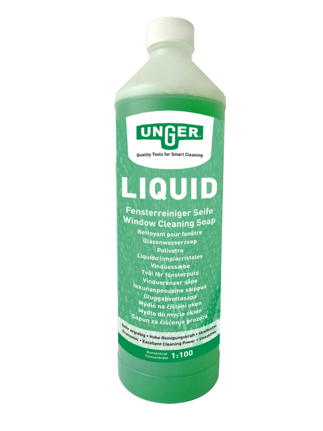UNGER Window Cleaning Kit PRO Set - Power Washer Sleeve, ErgoTec Squeegee, Bucket 12L, Liquid Glass Cleaner 1L, Safety Glass Scraper, Microfibre Cloth