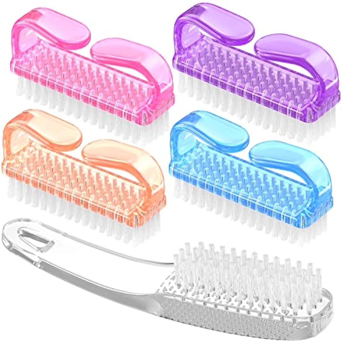 Larbois Nail Brush - Cleaning Brush for Fingernails and Toenails, Handle Grip (5 Pack)