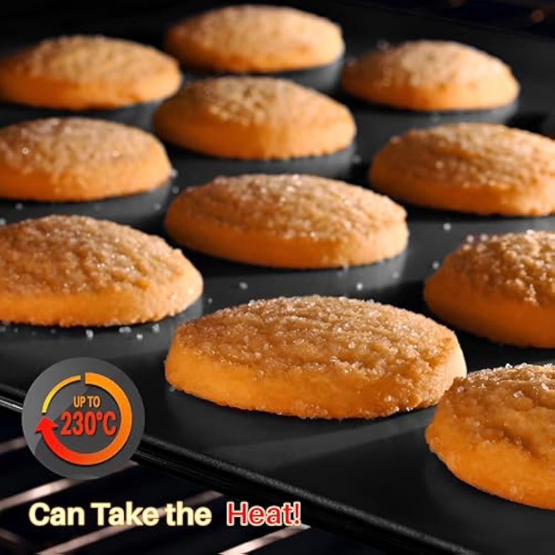 Nutrichef 6-Piece Steel Nonstick Bakeware Set - Carbon Steel Baking Tray Set w/Heatsafe Red Silicone Handles, Oven Safe Up to 450°F, Loaf Muffin Round, Cookie Sheet, Baking Pan NCSBS6S , Black