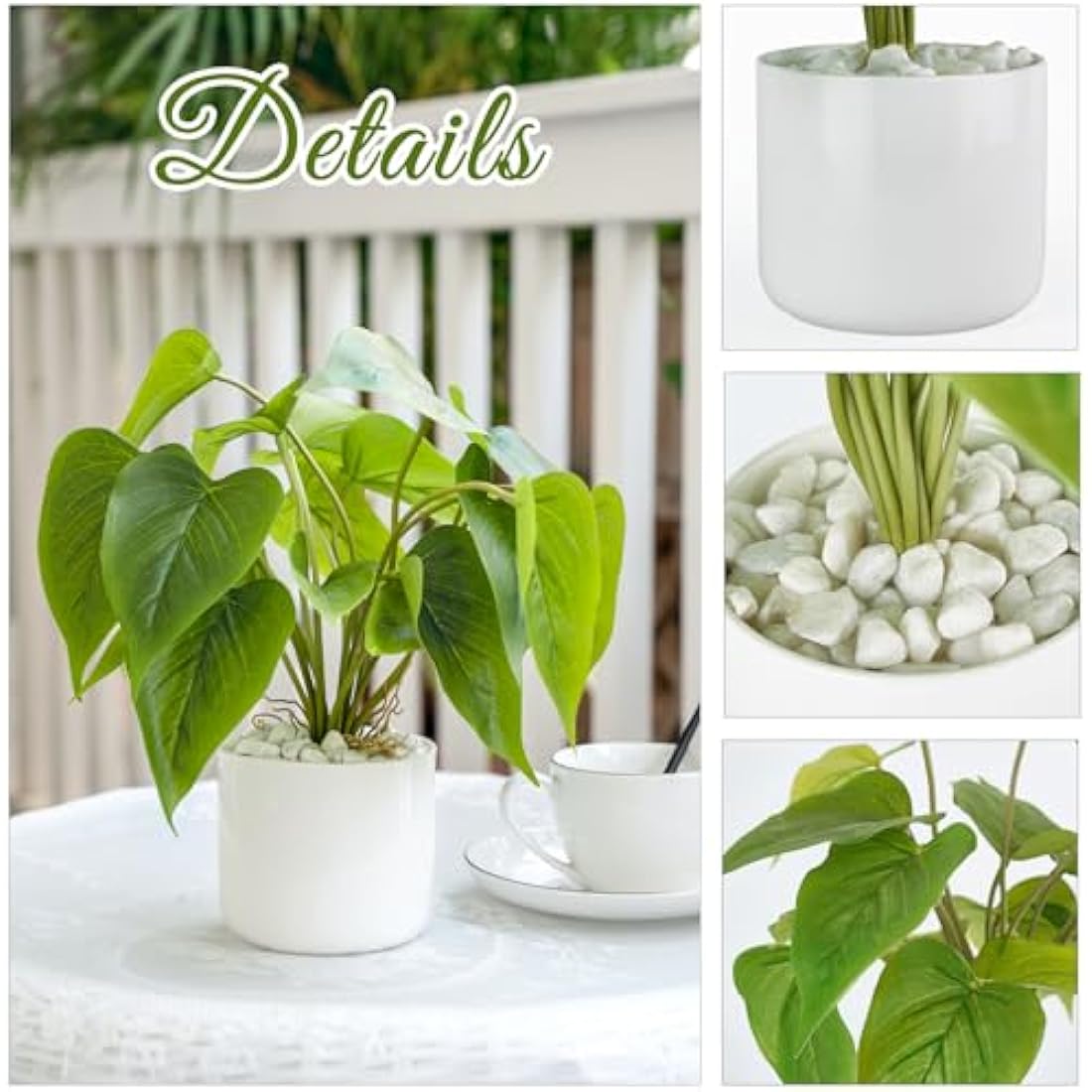 Mkono Artificial Pothos Plant in Ceramic Pot, 11-Inch