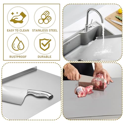 Sibosen Cutting Boards,Polished Stainless Steel Cutting Chopping Board Heavy Duty for Meat Cheese Vegetable Fruit Baking Pastry Extra Large,60cm x 40