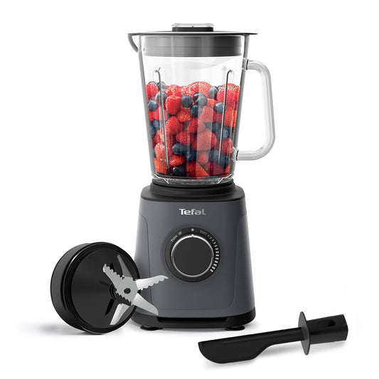 Tefal PerfectMix High-Speed Blender, 1200W, 2L Glass Jug, Powelix Technology, Removable Blades, Ideal for Smoothies, Soups, Sauces & Dips, Grey,
