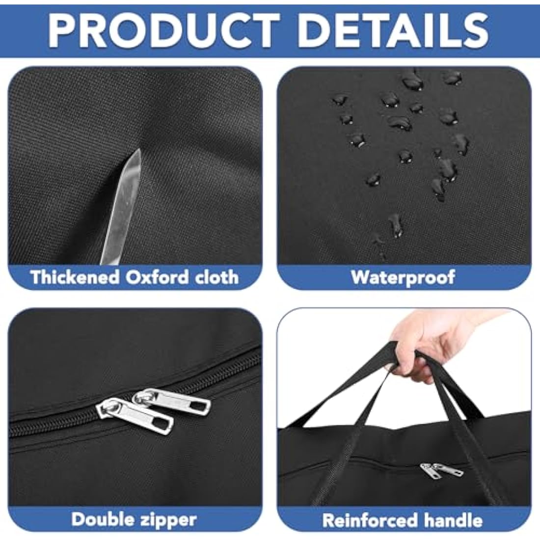 4 Pcs 180L Large Storage Bag, Extra Large Storage Bag with Zips for Moving Storage Clothes Bedding Duvet Quilt Blankets Waterproof Jumbo Storage Bags Moving Totes Christmas Storage Containers