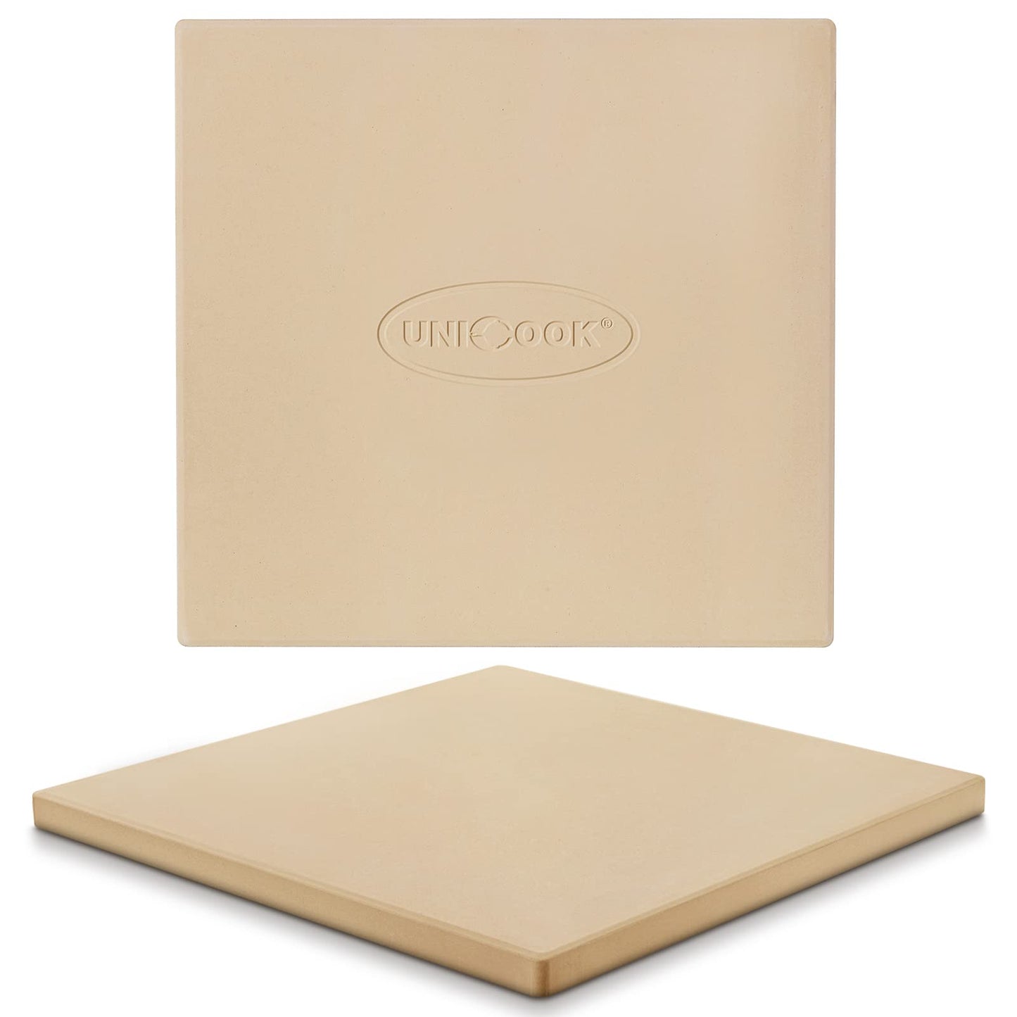 Unicook Square Pizza Stone 30.5cm, Heavy Duty Ceramic Baking Stone for Oven, BBQ and Grill, Ideal for Making Crisp Crust Pizza, Bread, Cookies and