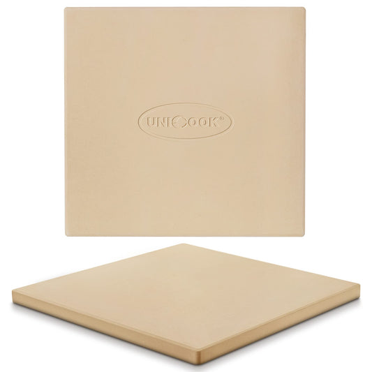 Unicook Square Pizza Stone 30.5cm, Heavy Duty Ceramic Baking Stone for Oven, BBQ and Grill, Ideal for Making Crisp Crust Pizza, Bread, Cookies and