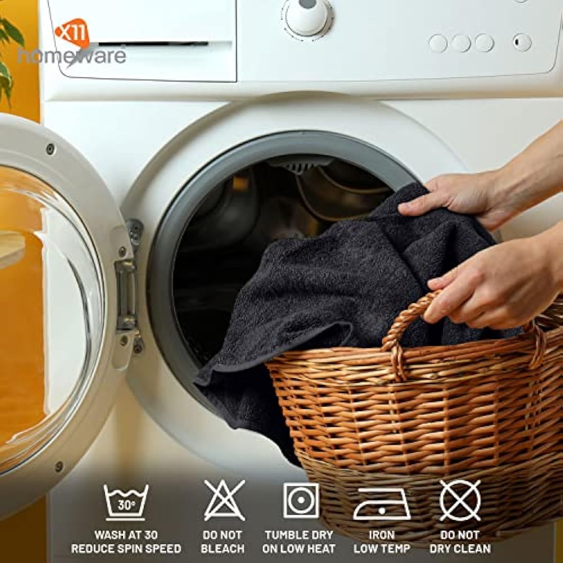 X11 Homeware Bath Towels Pack of 4 Egyptian Cotton Towel Set Highly Absorbent Soft Bathroom Towels Set of 4 Ring Spun Cotton Quick Dry Large Towels (Black)