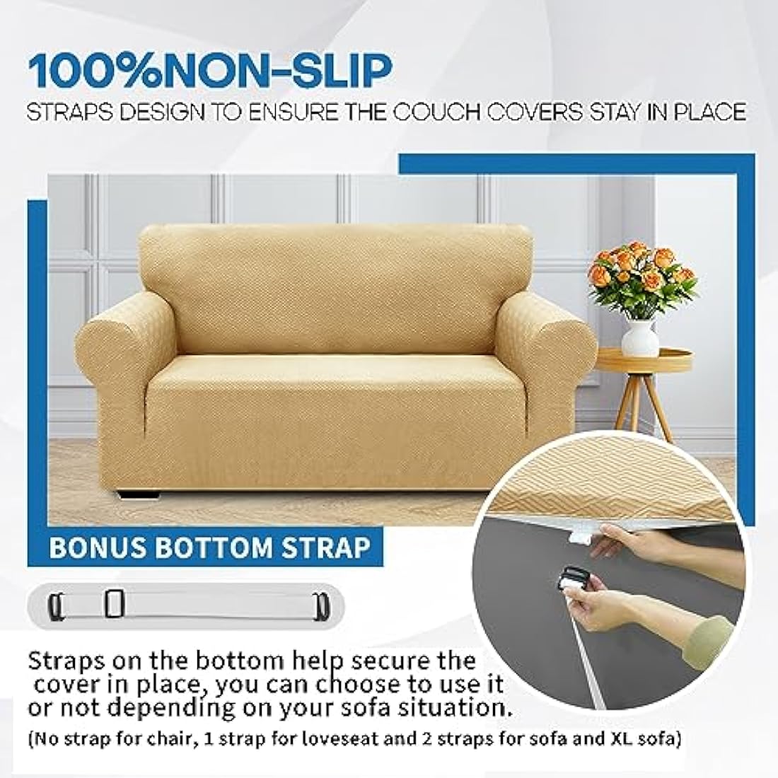 XINEAGE High Stretch Sofa Covers 4 Seater Latest Jacquard Extra Large Couch Covers for Dogs Pet 1 Piece Sofa Slipcovers Living Room Non Slip Couch Furniture Protector Washable (4 Seater, Beige)