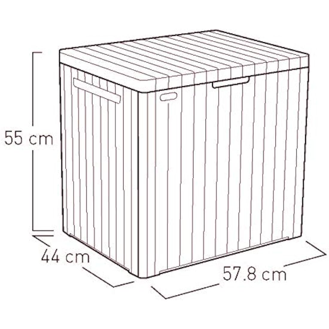 Keter City 113L Outdoor 96% recycled Small Balcony Garden Furniture Storage Box Grey Wood Panel Effect | Fade Free | All Weather Resistant | Safe and Secure | Zero Maintenance | 2 year Warranty