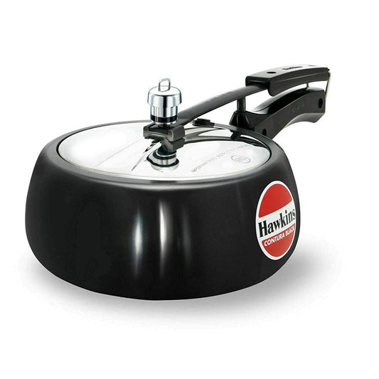 Hawkins Contura Black 3.5 Litre Pressure Cooker, Hard Anodised Cooker, Handi Cooker, Black CB35