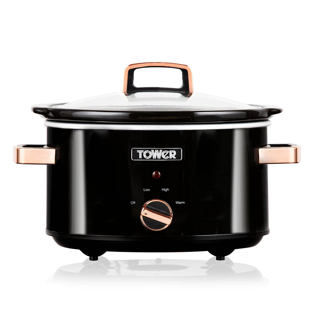 Tower T16018RGG 3.5 Litre Slow Cooker with Tempered Glass Lid and Keep Warm Function, 210W, Rose Gold