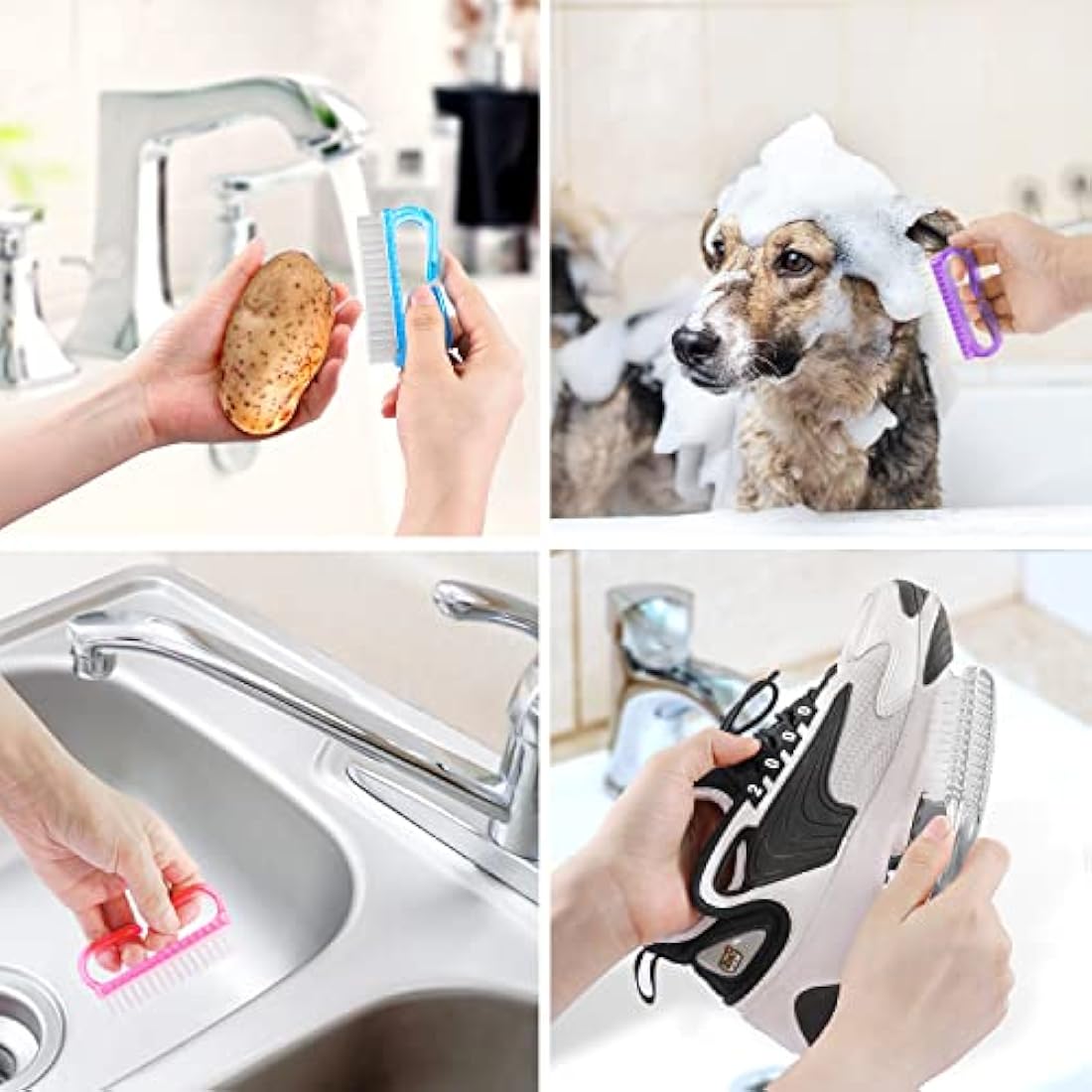 Larbois Nail Brush - Cleaning Brush for Fingernails and Toenails, Handle Grip (5 Pack)