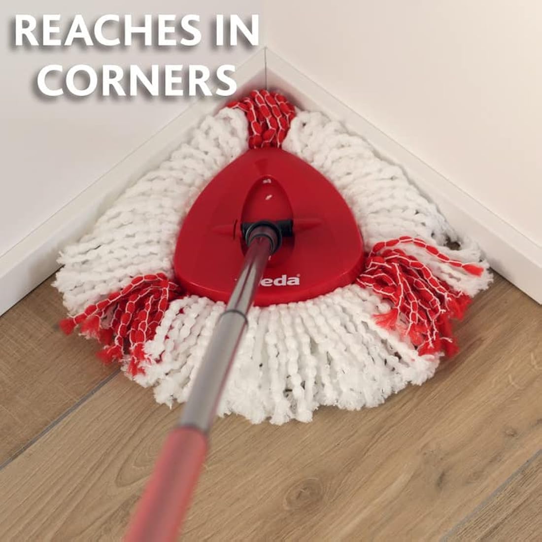 Vileda Turbo Microfibre Mop and Bucket Set with Extra 2-in-1 Head Replacement, Spin Mop for Cleaning Floors, Set of 1x Mop, 1x Bucket and 1x Refill