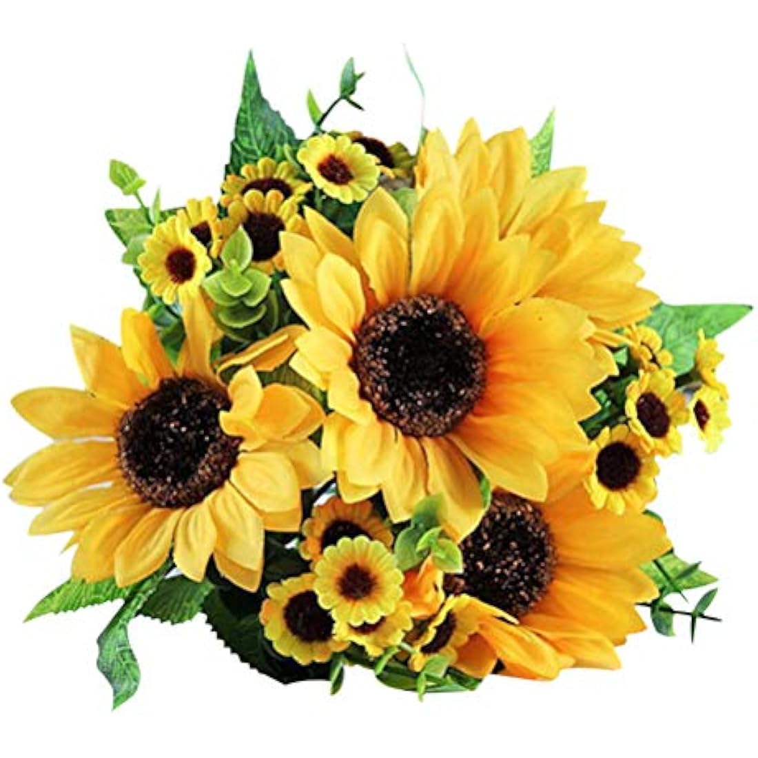 nuoshen 2 Packs Sunflower Artificial Flowers,Silk Bouquet Yellow Plastic Flowers Fake Sunflowers for DIY Craft Wedding Home Decoration