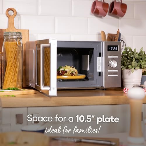 Russell Hobbs Stainless Steel Digital Microwave 20 Litre 800W Solo Digital with 5 Power Levels, Defrost Function & Easy Clean, 60 Minute Timer, 8