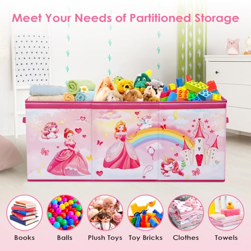 Decalsweet Princess Extra Large Kids Toy Storage Box with Lid,Foldable Oxford Toy Storage Organizer Box for Girls-963240cm-Lightweight Toy Chest