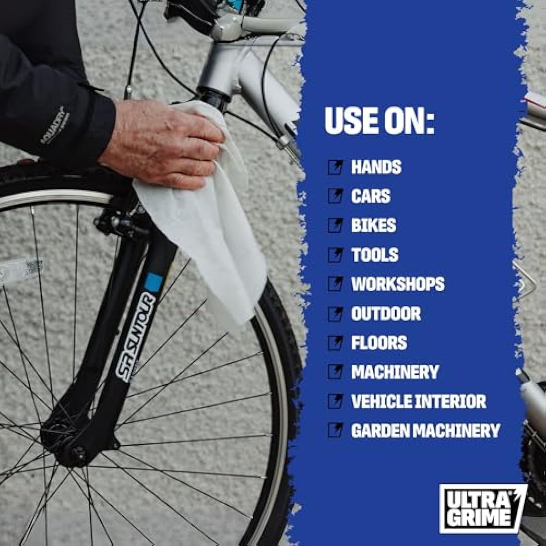 UltraGrime Garage XXL Wipes Heavy Duty 80 Thick Big Wipes - Cleaning Wipes Heavy Duty - Heavy Duty Wipes - Bike Cleaning Wipes - Car Dashboard Cleaner - Leather Cleaning Wipes - Multi Purpose Wipes
