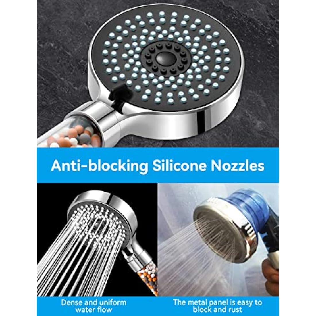 Magichome Shower Head, Upgraded Filter Shower Head High Pressure 5 Modes, Universal Hard Water Filter Showerhead with Extra Replaceable Accessories