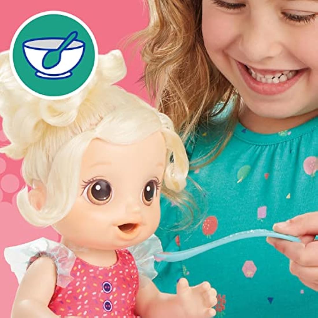 Baby Alive Magical Mixer Baby Doll Strawberry Shake with Blender Accessories, Drinks, Wets, Eats, Blonde Hair Toy for Children Aged 3 and Up