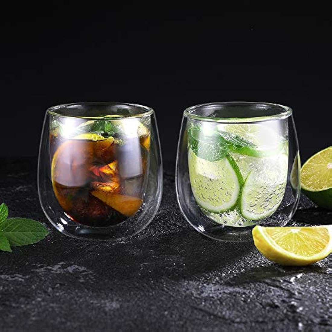 glastal 6x250ml Double Walled Coffee Glasses Mugs Cappuccino Latte Macchiato Glasses Cups for Coffee Tea Milk Juice Ice Cream Borosilicate Heat Resistant Glass Cups