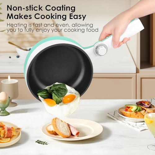 Audecook Hot Pot Electric,Mini Electric Skillet Portable Nonstick Saut Pan with Power Adjustment, Rapid Ramen Cooker Travel Multicooker Electric Pot