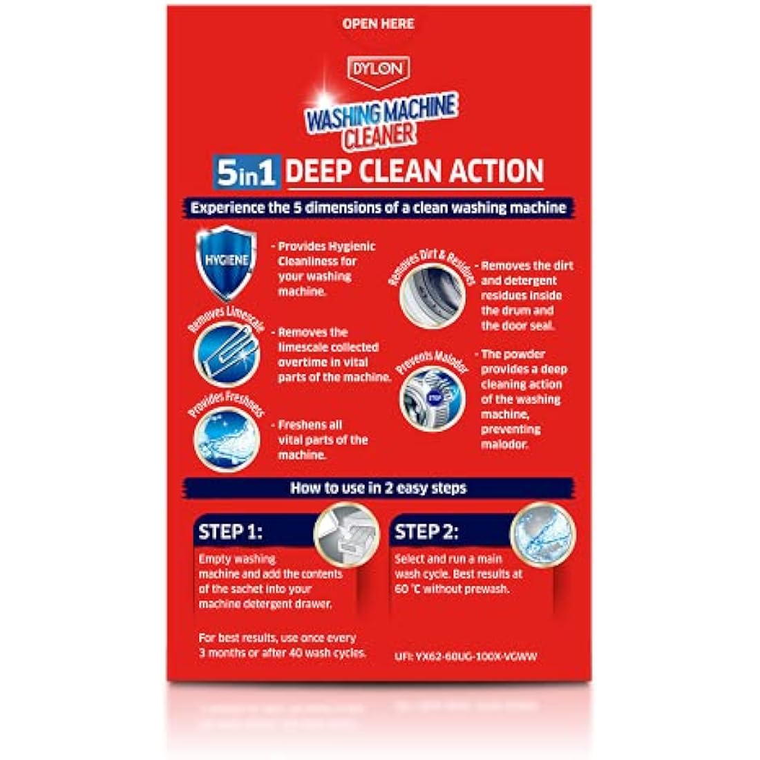 Colour Catcher Dylon Washing Machine Cleaner, 6 Treatments, 5-in-1 Washing Machine Cleaner, Freshener and Limescale Remover for Cleaning Washing Machines, 6 Pack