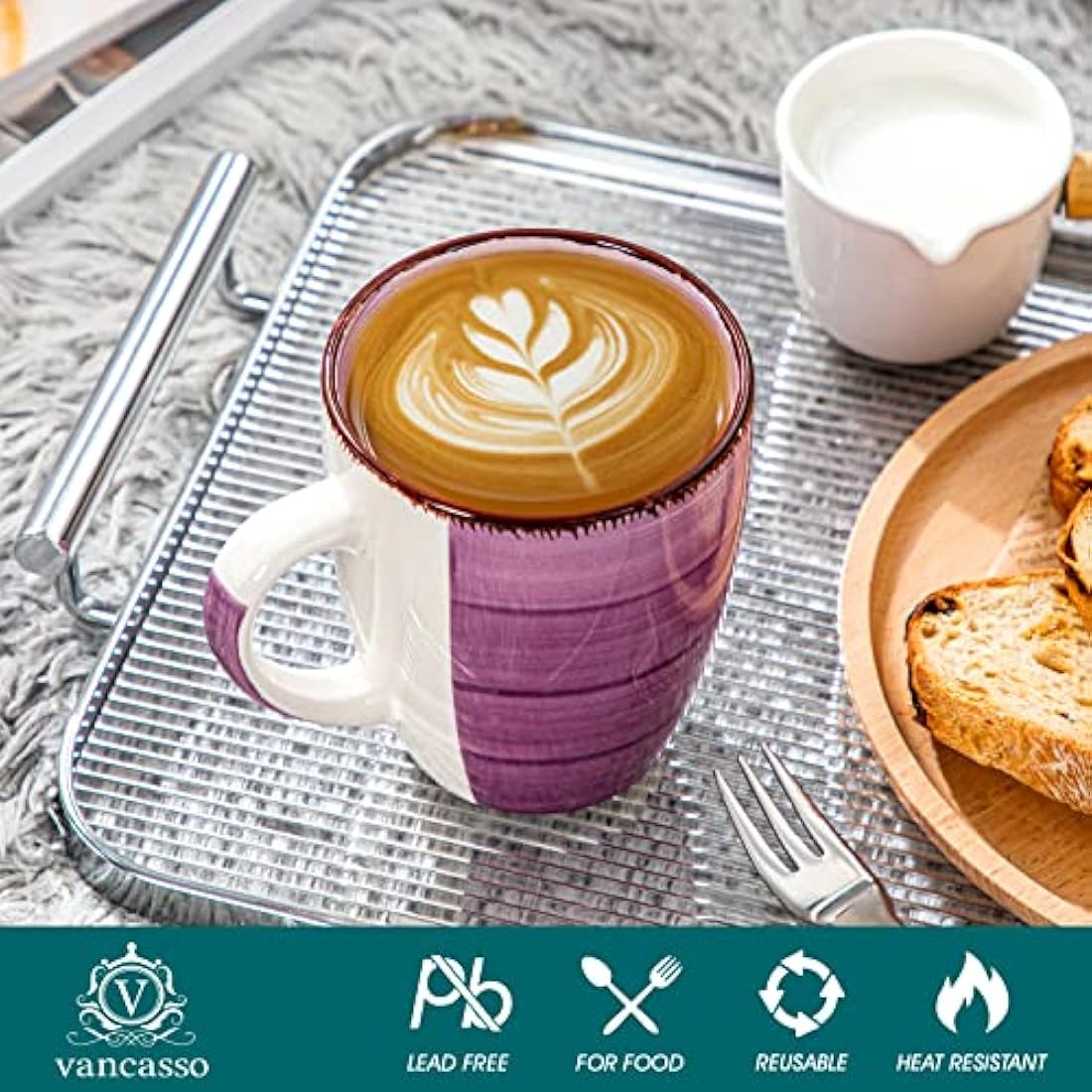 vancasso Bonita Mugs Set of 6, 360ml Stoneware Coffee Cup and Mug, Microwave & Dishwasher Safe Tea Cups, Large Mugs for Hot Drinks, Warm Color