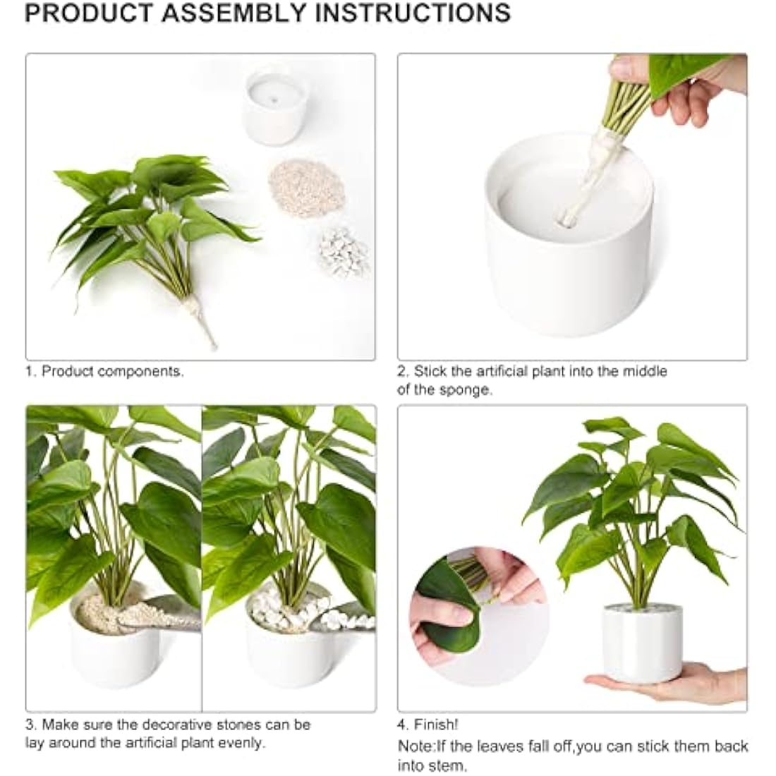 Mkono Artificial Pothos Plant in Ceramic Pot, 11-Inch