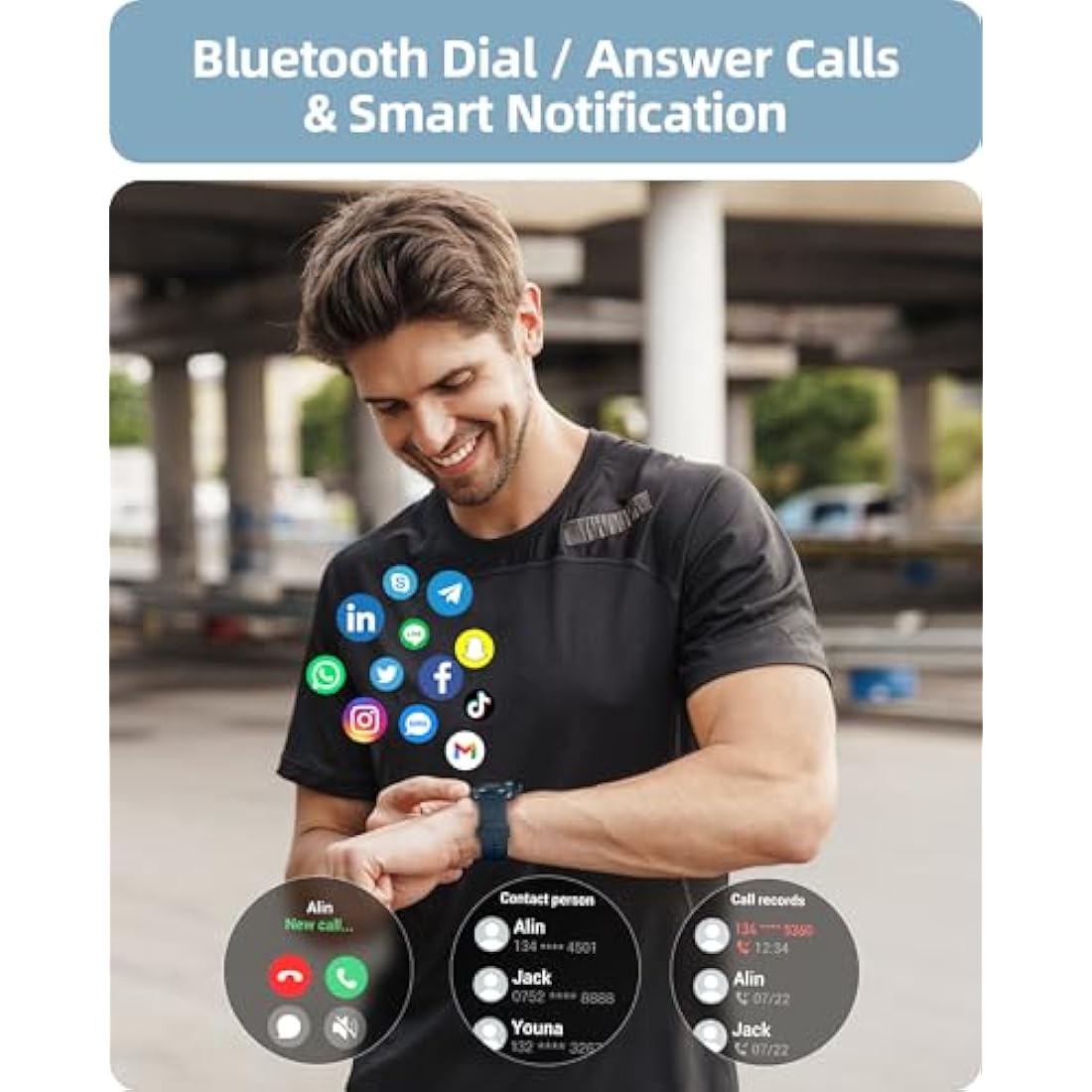 Parsonver Smart Watch(Answer/Make Call), Fitness Watch for Men Women, Smartwatch 100+ Sport Modes IP68 Waterproof, Heart Rate Sleep Monitor, Fitness Tracker for Android iOS, Blue