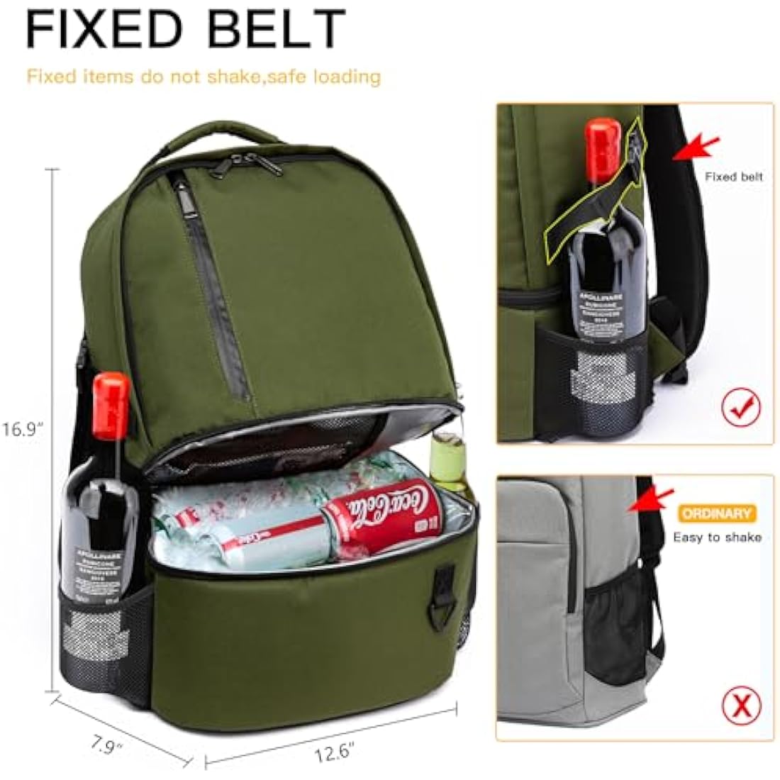 TUGUAN Insulated Cooler Backpack 28L Leakproof Cool Bag Rucksack Double Deck Bottom Thermal Compartment Picnic Backpack for Lunch, Beach, Camping