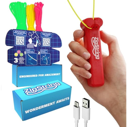 ZipString - String Rope Launcher - Outdoor Toy Viral, Fidget Toy for Kids and Adults - Cool Toys - Rock it Red Zip String Toy