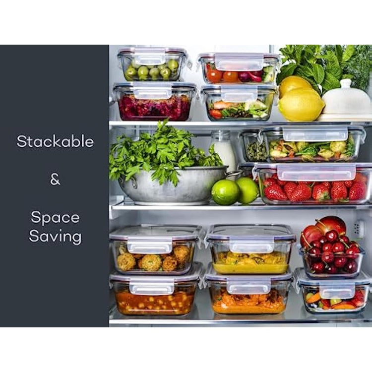Franklin Lade Glass Food Storage Containers | 3 Piece Extra Large Set 1520ml | BPA-Free Airtight LeakProof Lid | Food Containers | Glass Containers with Lids | Oven, Freezer & Dishwasher Safe