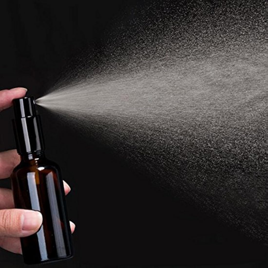 Yizhao 100ml Black Glass Spray Bottle for Essential Oils, Small Empty Fine Mist Spray Bottle, for Cleaning, Aromatherapy, Cosmetic Sprays, Hair –4 Pcs
