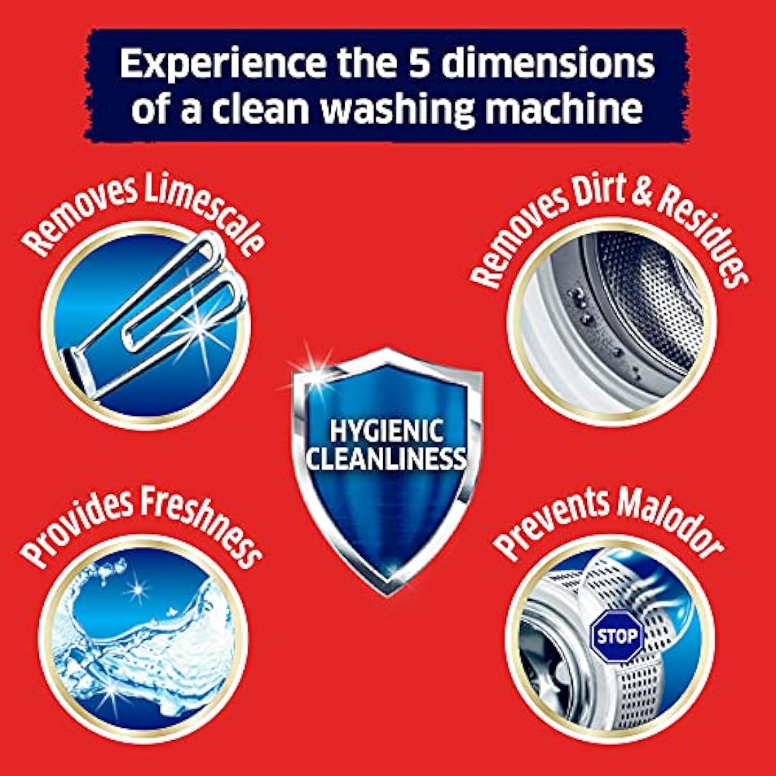 Colour Catcher Dylon Washing Machine Cleaner, 6 Treatments, 5-in-1 Washing Machine Cleaner, Freshener and Limescale Remover for Cleaning Washing Machines, 6 Pack