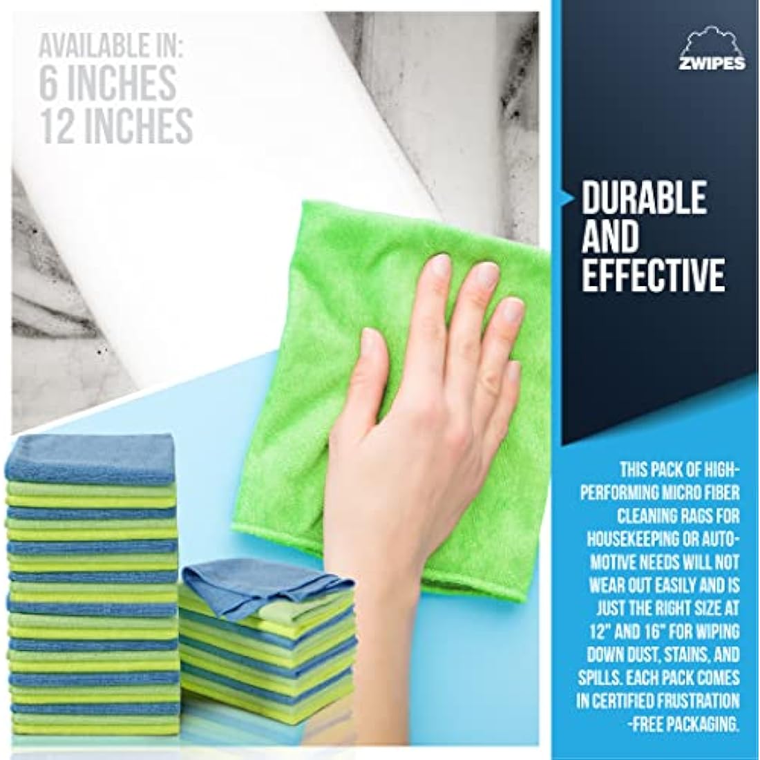 Zwipes Microfiber Towel Cleaning Cloths, 36 Pack, Assorted, (737)