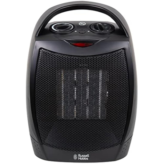 Russell Hobbs 1500W/1.5KW Electric Heater Black PTC Ceramic Space Heater, Portable Upright, 2 Heat Settings, Overheat Protection, Adjustable Thermostat, 15m2 Room Size, RHFH1006B, 2 Year Guarantee