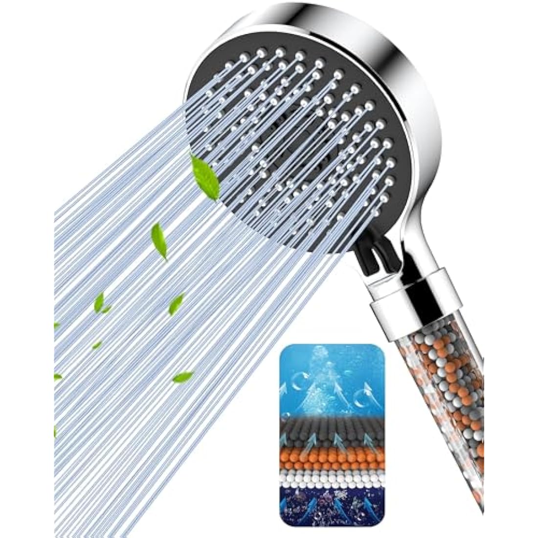 Magichome Shower Head, Upgraded Filter Shower Head High Pressure 5 Modes, Universal Hard Water Filter Showerhead with Extra Replaceable Accessories