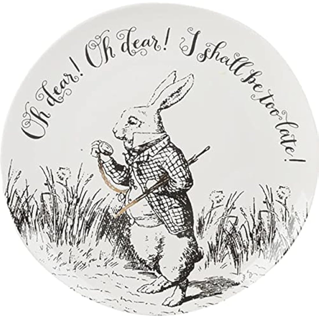 V&A Alice in Wonderland Side Plates, for Dinner, Afternoon Tea or Breakfast, Fine China, 20.5 cm (8"), Set of 4, White
