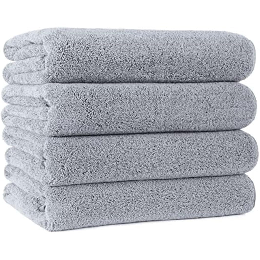 POLYTE Quick Dry Lint Free Microfibre Bath Towel, 76 x 145 cm, Pack of 4 Grey
