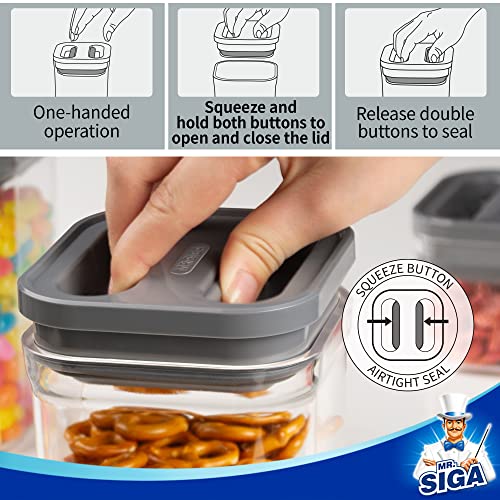 MR.SIGA 6 Piece Airtight Food Storage Container Set, BPA Free Kitchen Pantry Organization Canisters, One-handed Kitchen Storage Containers for Cereal,