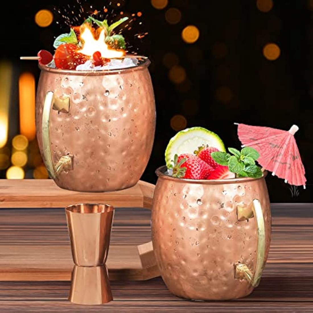 Moscow Mule Copper Mug for Cocktails 18oz/540ml Set of 6 Copper Plated Stainless Steel Moscow Mule Cups with Handle Handmade Gift Set for Chilled Cocktails Cold Drinks Beer Coffee Water (6 Packs)