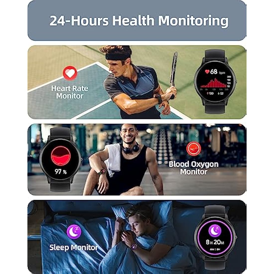 Parsonver Smart Watch Answer/Make Call, Fitness Watch for Men Women, Smartwatch IP68 Waterproof, 100+ Sport Modes, Heart Rate/Sleep Monitor, Fitness Watch for Android and iOS, Black, SPROD1