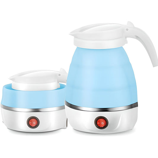 AHDXKUE Foldable Electric Mini Kettle, 600ML Silicone Travel Tea & Coffee Maker, Portable with Separable Power Cord for Outdoor Hiking & Camping