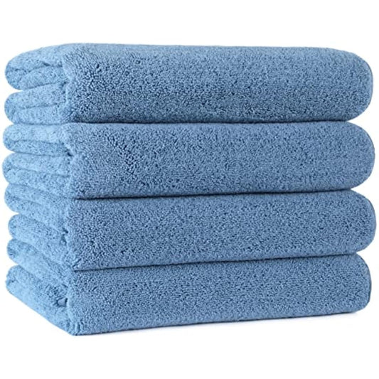 POLYTE Quick Dry Lint Free Microfibre Bath Towel, 76 x 145 cm, Pack of 4 Blue