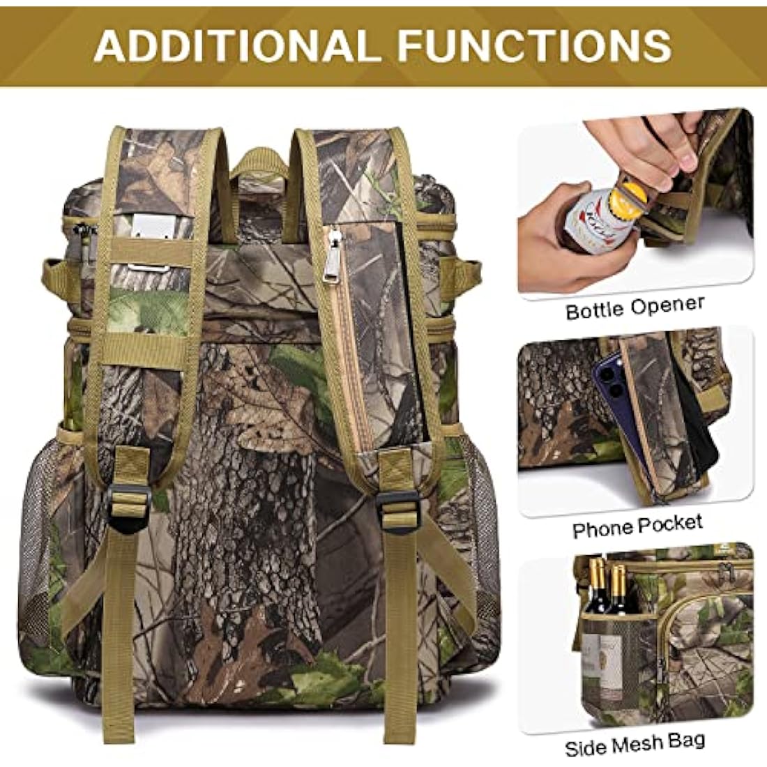 Laripwit Cooler Backpack 54 Cans Insulated Cool Bag Rucksack Leak-Proof Picnic Backpack for Men Women - Perfect Large Soft Cooler Rucksack for Travel, Camping, Lunch, Beach