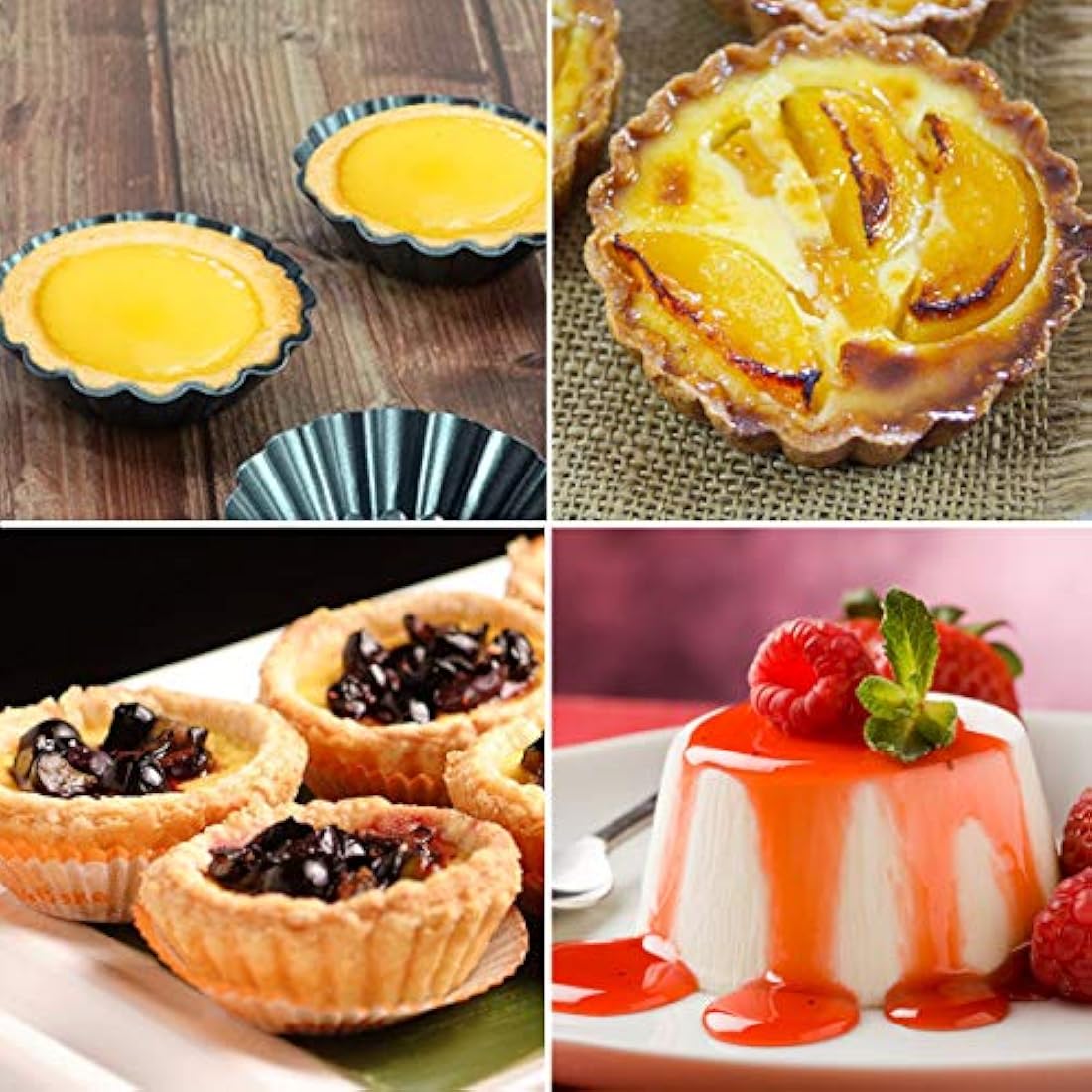 HQdeal 12 Packs Egg Tart Mold, Mini Carbon Steel Cake Muffin Moulds Tins Pans, Non-Stick Cupcake Cake Moulds, Pudding Moulds, Baking Cookie Moulds, Kitchen Reusable Baking Tools