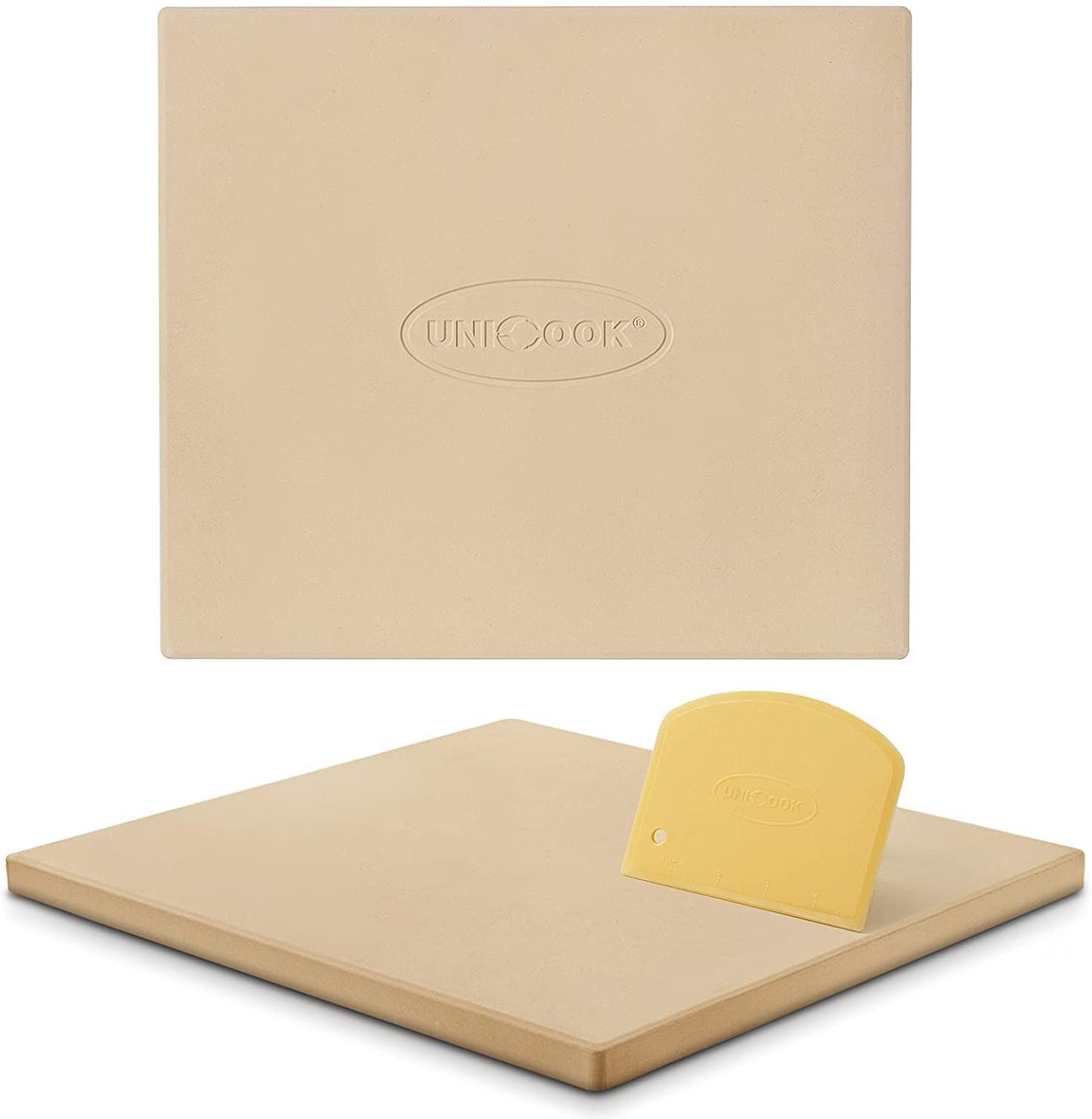 Unicook Large Square Pizza Stone 40.6 x 35.5 cm, Heavy Duty Ceramic Baking Stone for Oven, BBQ and Grill, Ideal for Making Crisp Crust Pizza, Bread,