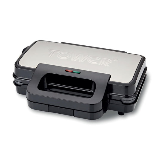 Tower T27031 Deep Filled Sandwich Maker with Non-Stick Coated Plate and Automatic Temperature Control, 900W, Stainless Steel