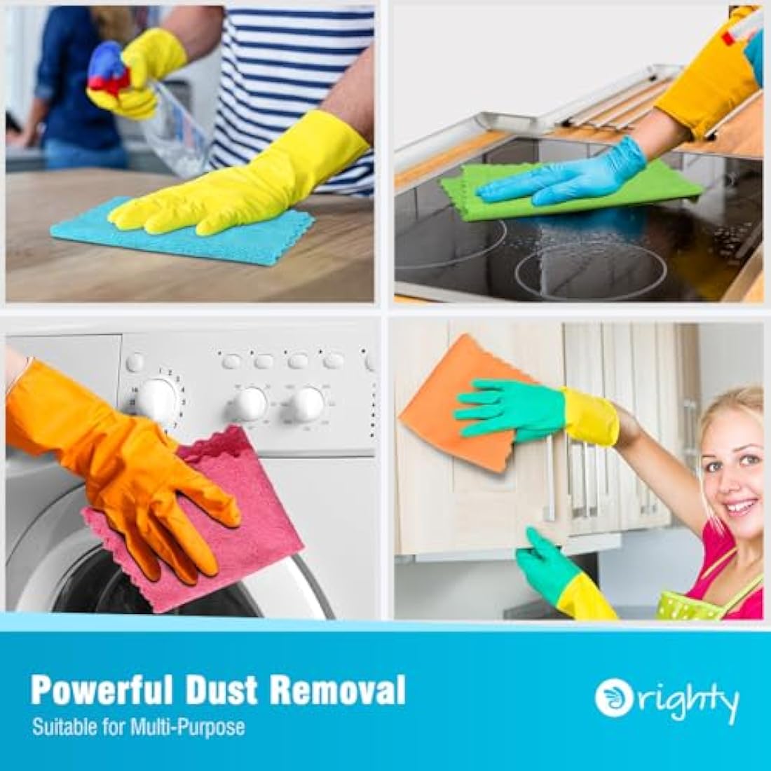 Orighty Microfibre Cleaning Cloths, Pack of 150, Highly Absorbent Cleaning Supplies, Lint Free Cloths for Multiple-use, Powerful Dust Removal Cleaning Rags for House, Kitchen, Car Care(12x12 inch)
