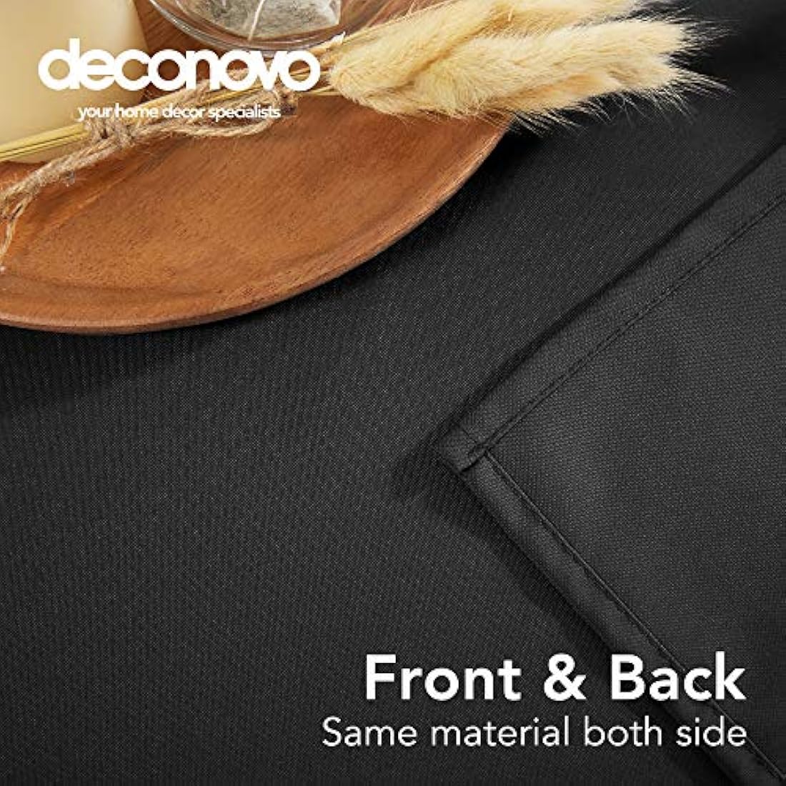 Deconovo Home Decorative Oxford Wipeable Tablecloth Rectangle Water Resistant Tablecloth for Party Table 130x160cm(51x63in) Black